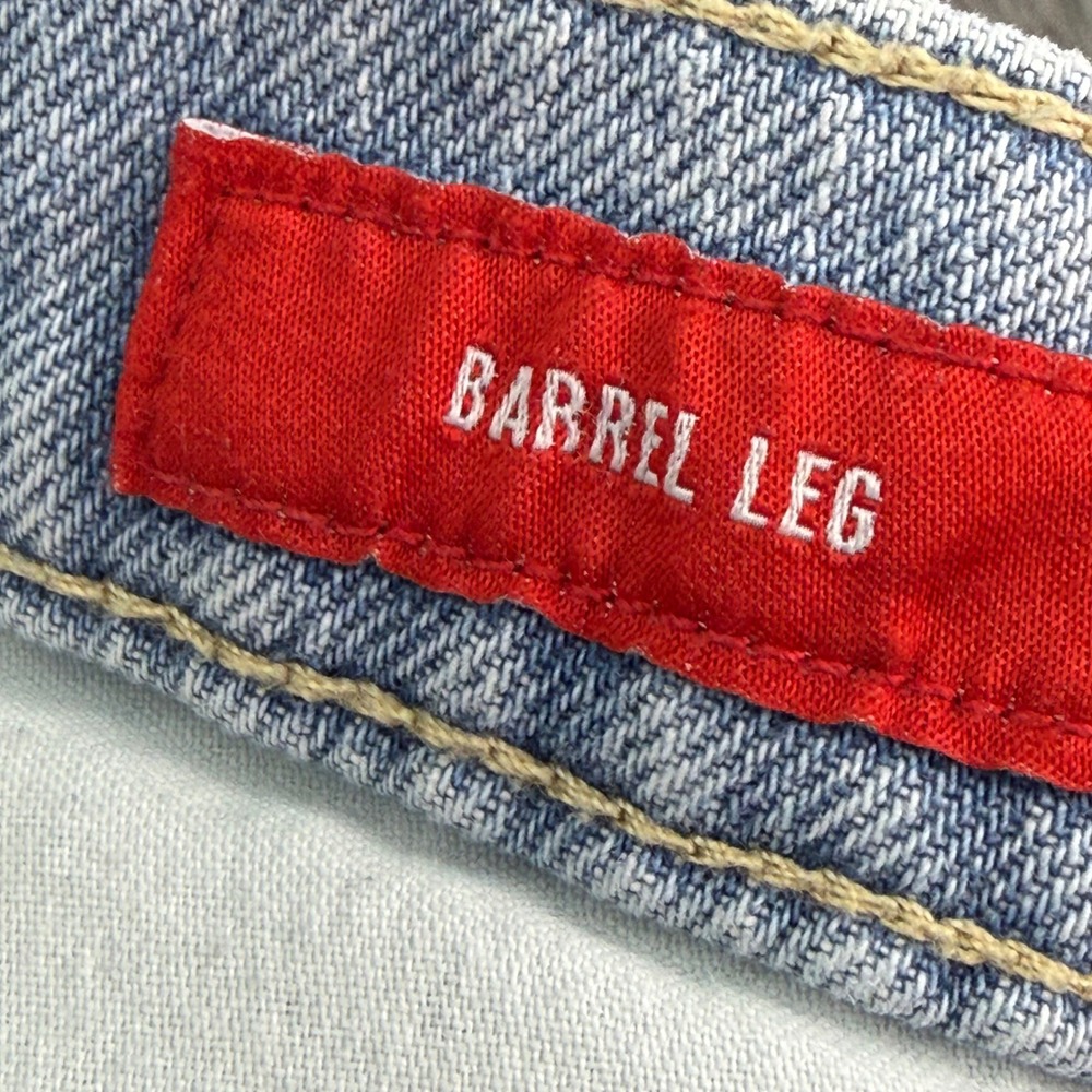 Lucky Brand Barrel Leg Jeans Women 0/25 Light Wash Embroidered Hearts High Rise - Picture 3 of 11